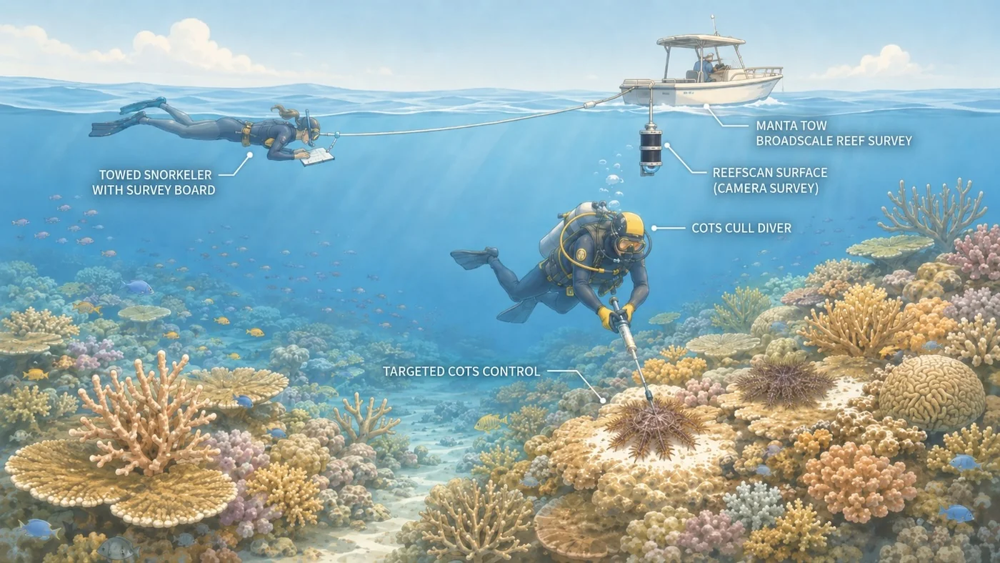 Manta tow, ReefScan image survey and crown-of-thorns culling methods