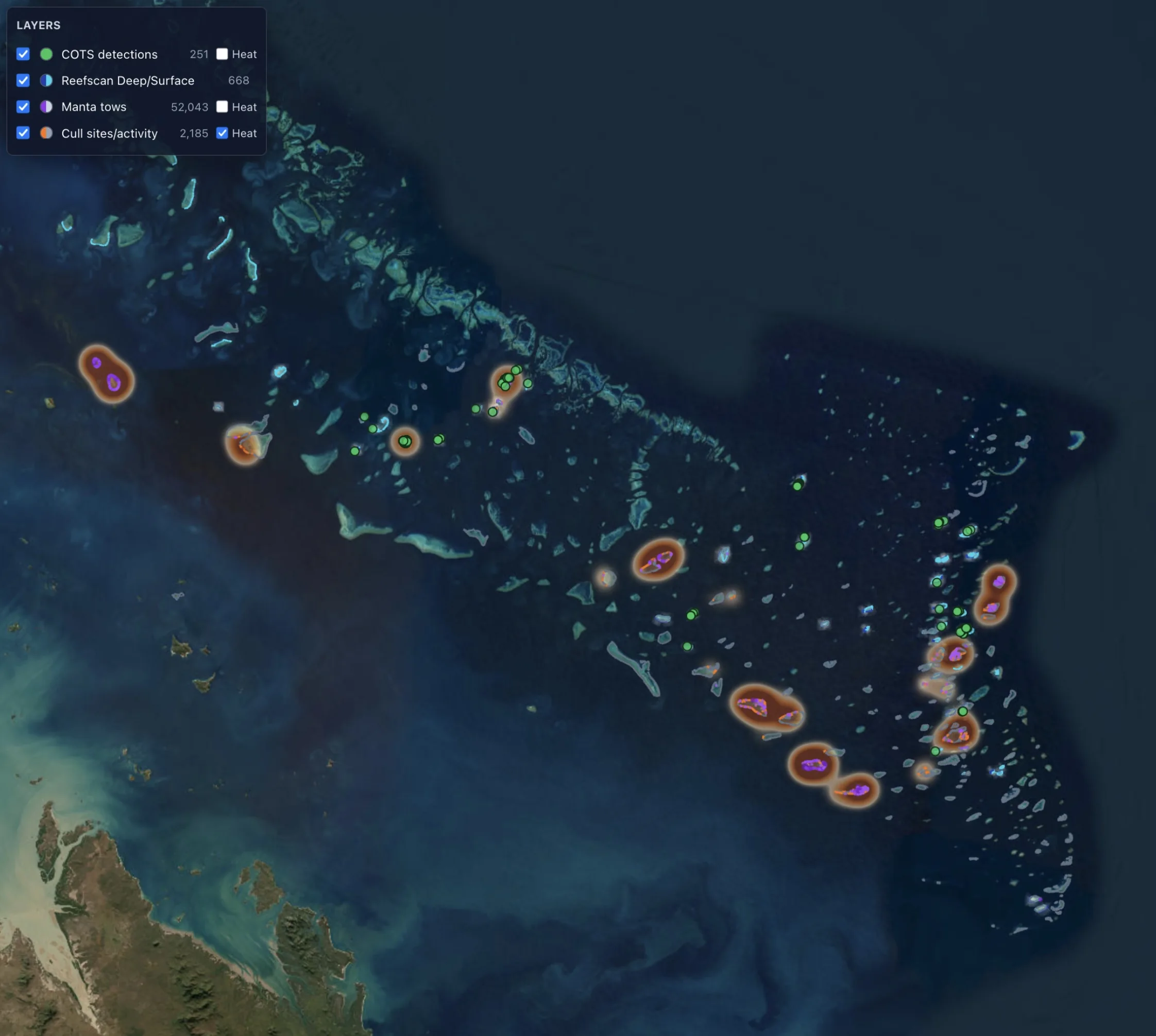 Detailed reef-scale alignment between image detections and cull evidence
